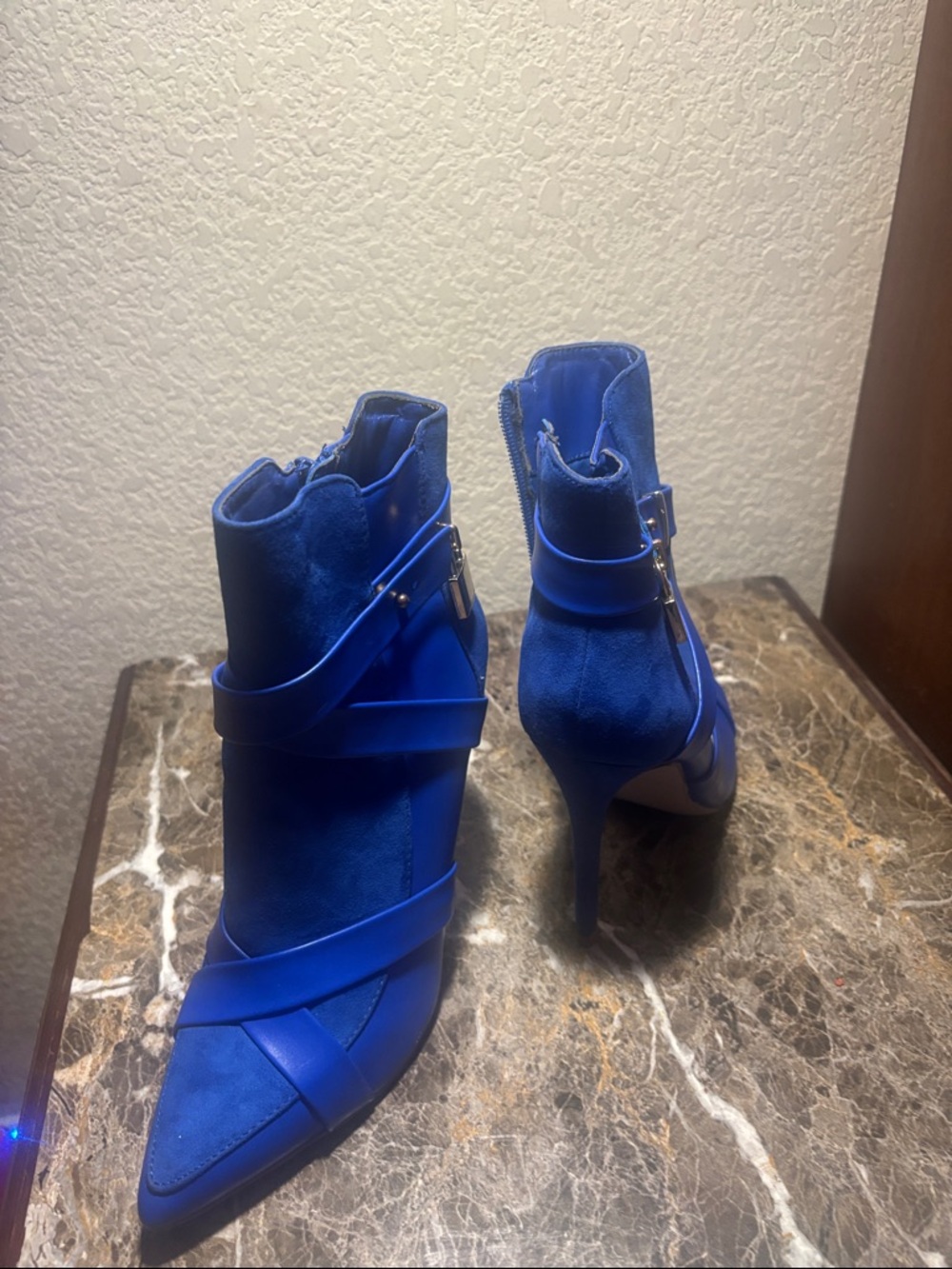 Shoe Dazzle Electric Blue Pointed-Toe Ankle Boots - Picture 4 of 5